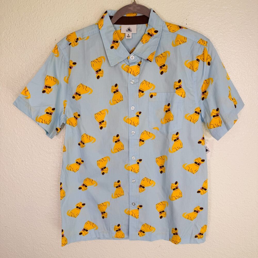 Disney Doug The Dog Shirt Mens Small Up Pixar Movie Button Up Disney Parks NEW S